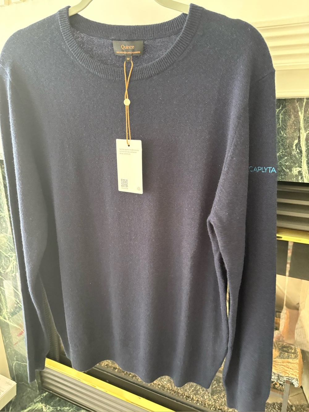 Quince Men's Navy Blue Crewneck 100% Mongolian Cashmere Sweater